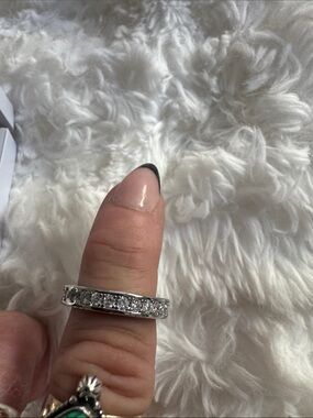 Sterling Silver moisanite Eternity Band with stones on the sides